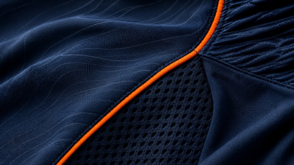Nærbillede af Zilenzo-stof og orange detaljer