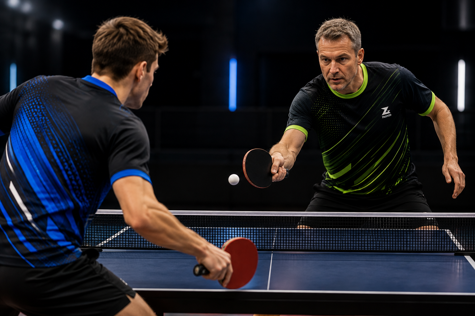 Bordtennisspillere i Zilenzo sportstøj